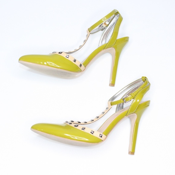 Sole Society Avocado Green Silver Studded Heels - Picture 5 of 8